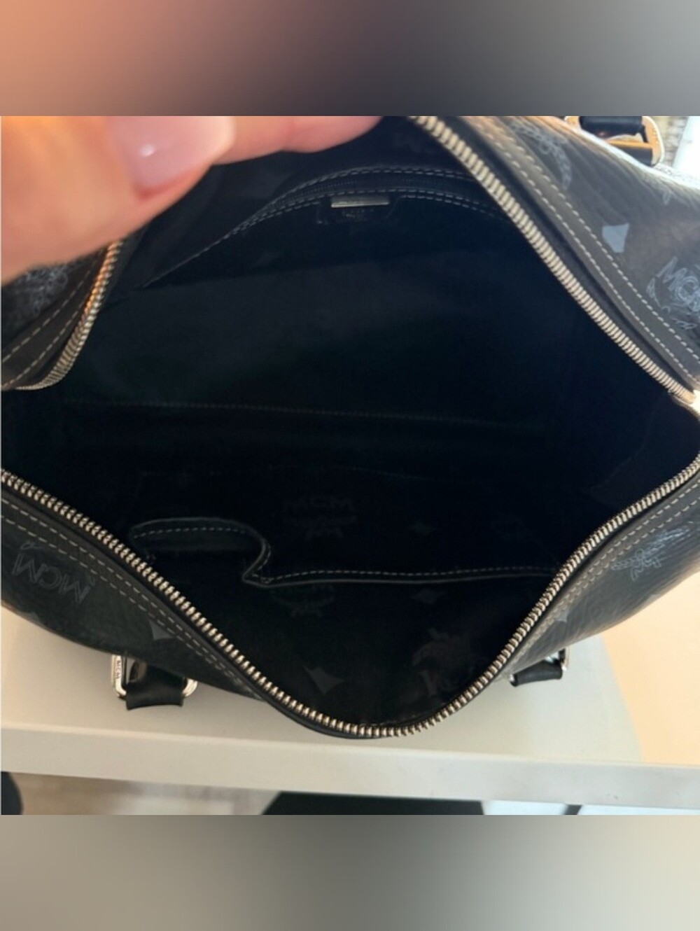 MCM Black Visetos Logo Satchel - Picture 2 of 9